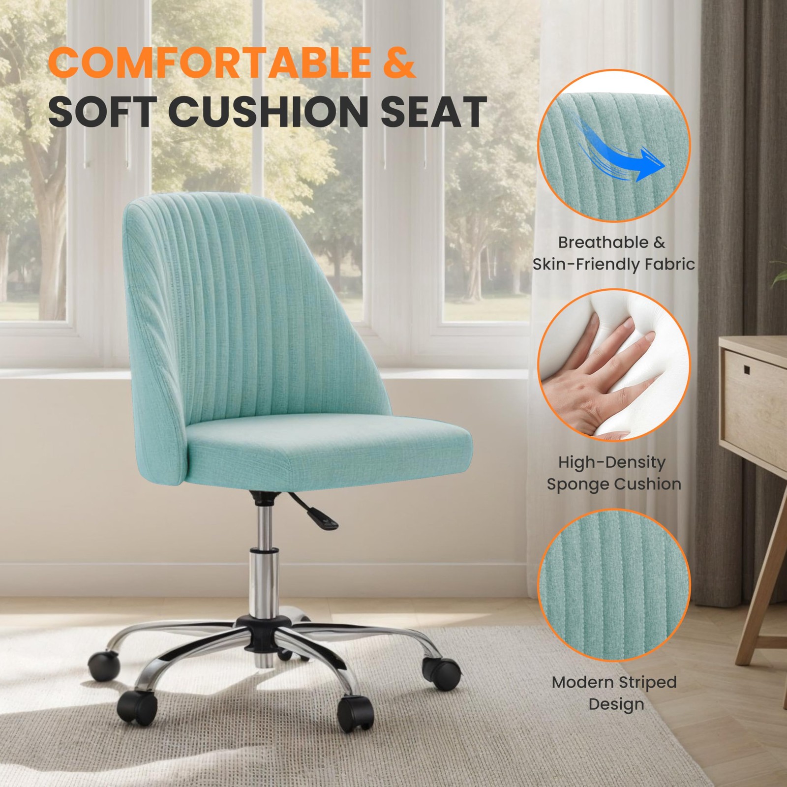 Multi Color Comfy Office Chair with Rolling Wheel Adjustable Computer Task Chair