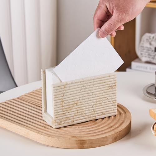 Natural Travertine Textures Napkin Holder Paper Napkins Holder 6 Inches Beige