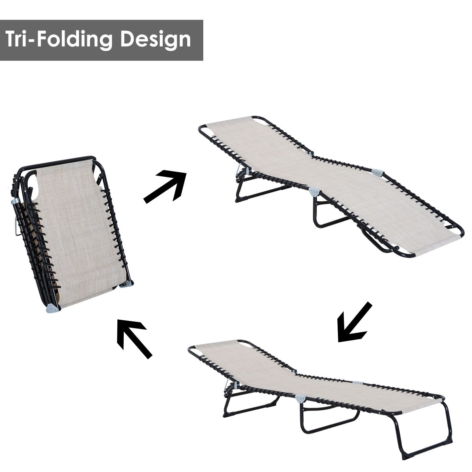 Chaise Lounge with Flexible Positioning Ideal for Patio and Beach