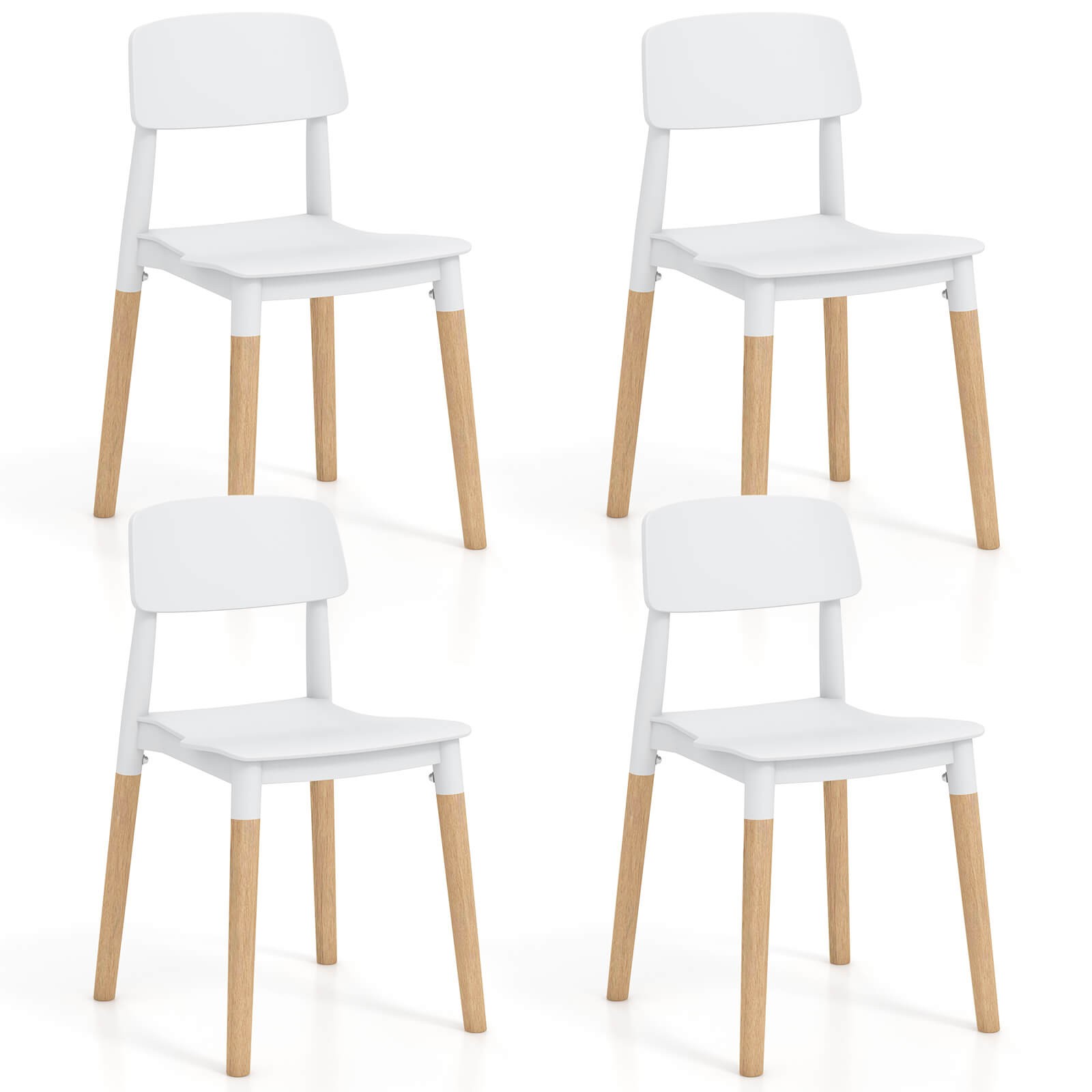 Dining Side Chairs Set of 4 w/ Ergonomic Backrest Wide Seat & Sturdy Wooden Legs