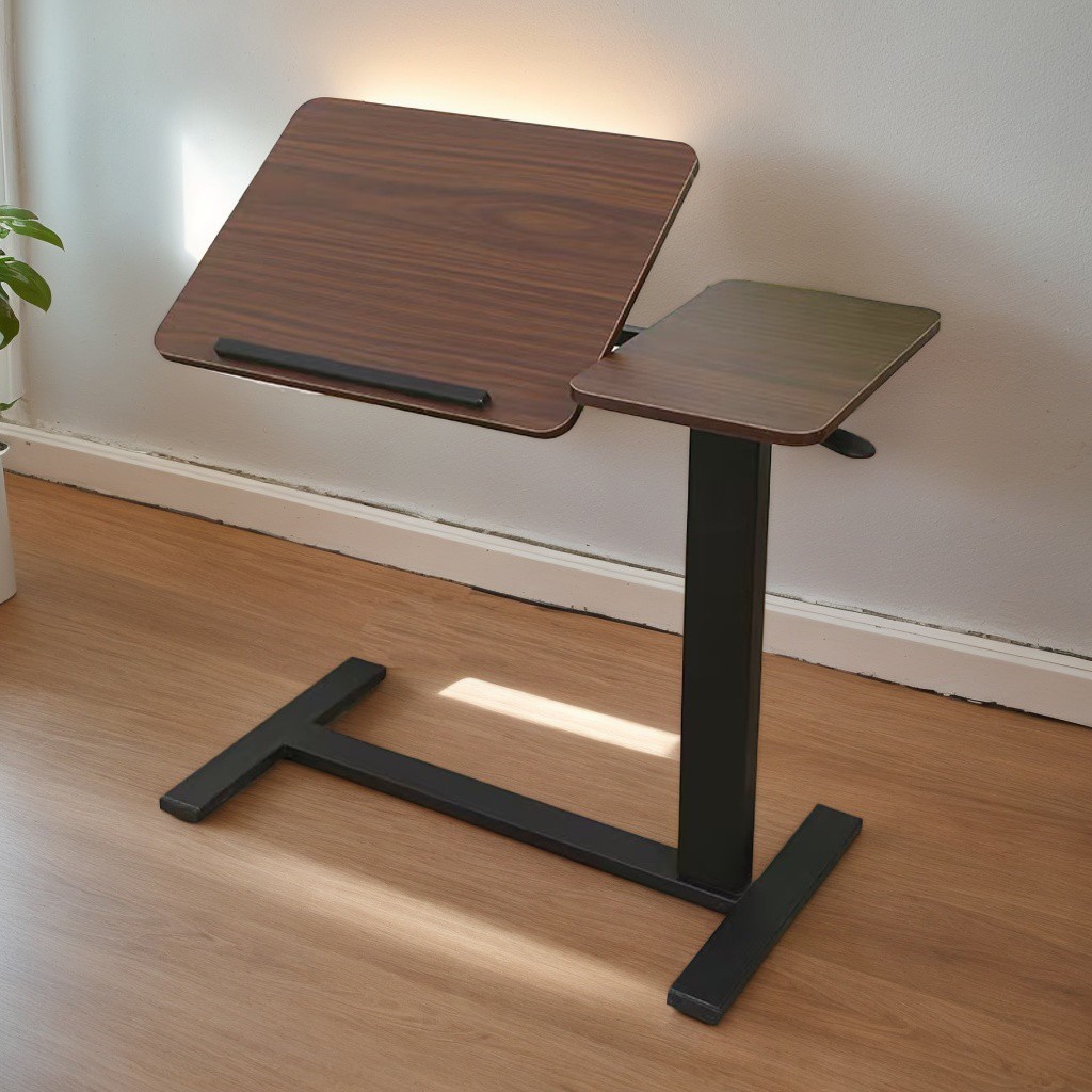 Modern Height Adjustable Overbed Table Side Table Tilting Bedside Desk w/ Wheels