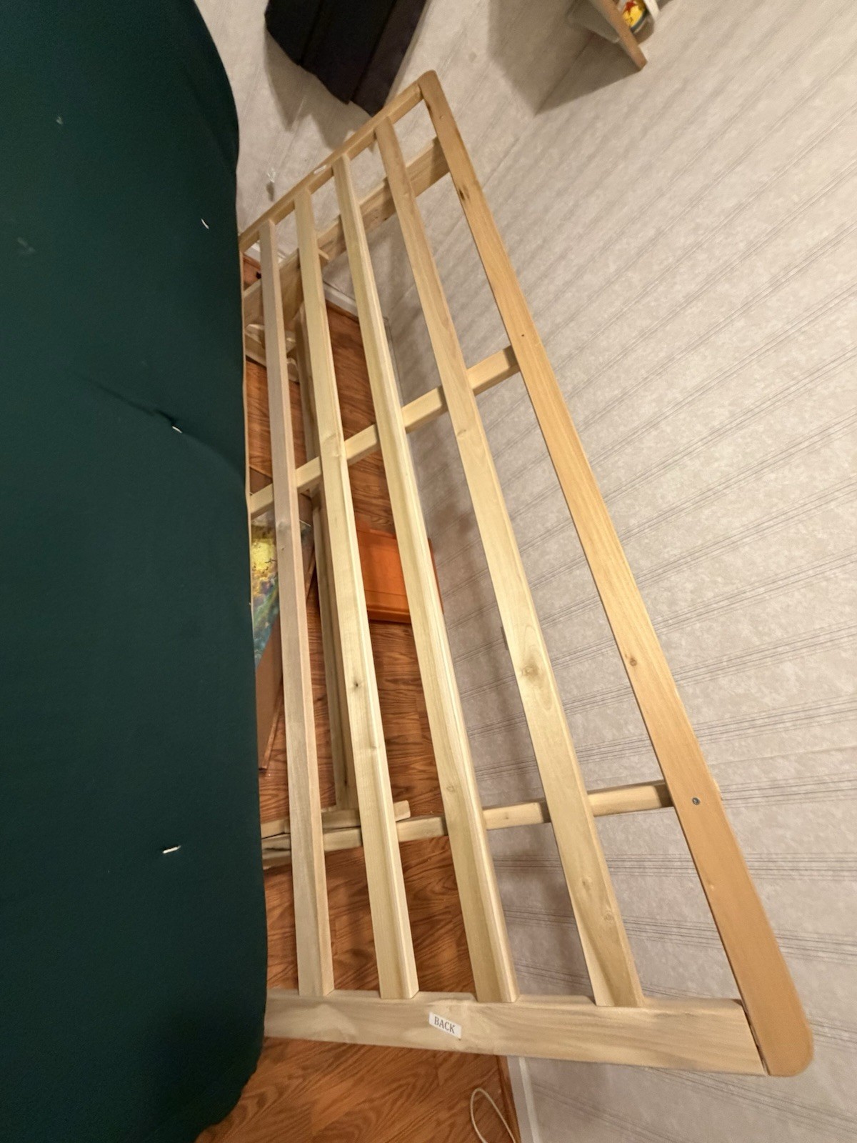 Green Futon Frame & Mattress Set, Wood Slat Frame, Solid, 79 x 59.5 in