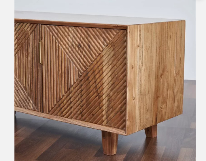Linear Solid Wood 68” TV Stand for TVs up to 78” in Natural Finish
