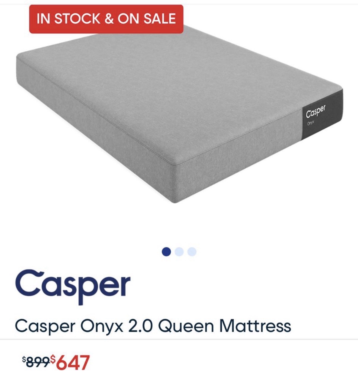 Casper Onyx 2.0 Queen Mattress In A Box Brand New Free Shipping