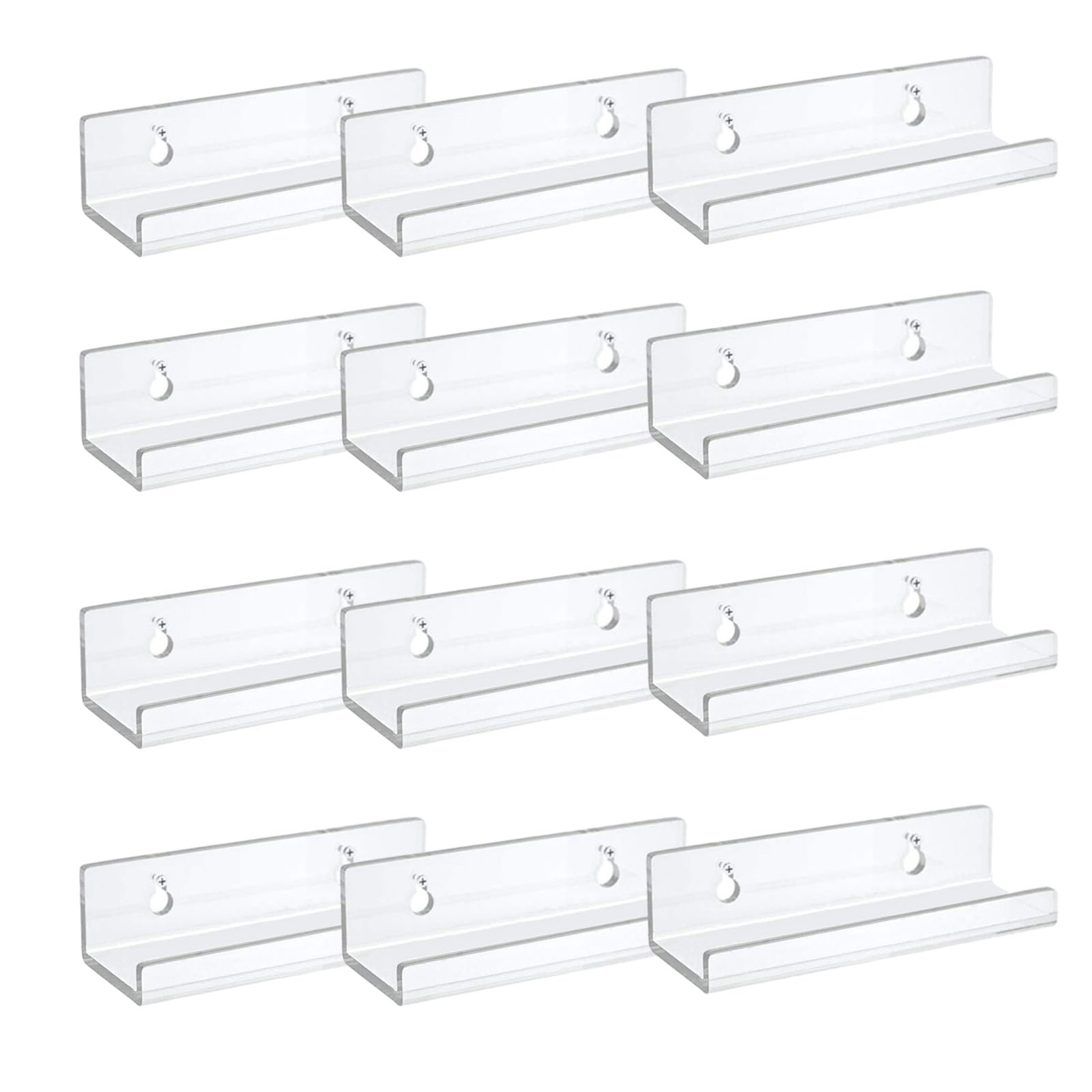 Vinyl Record Wall Mount Shelf 12 Pack, Clear Acrylic Floating Display Ledge, …