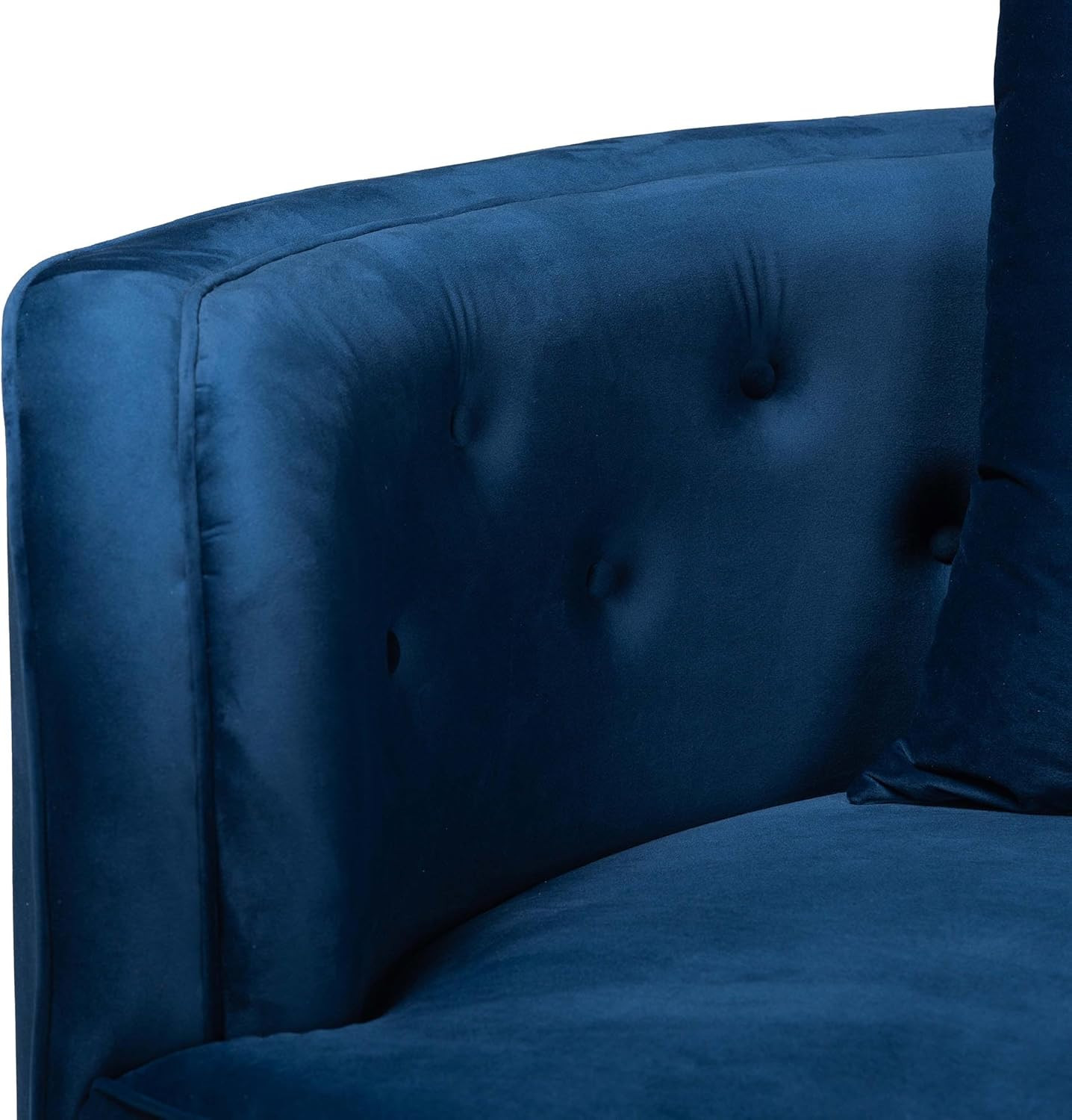 Navy Blue Velvet Sofa with Brushed Gold Metal Legs – Glam & Luxe Design