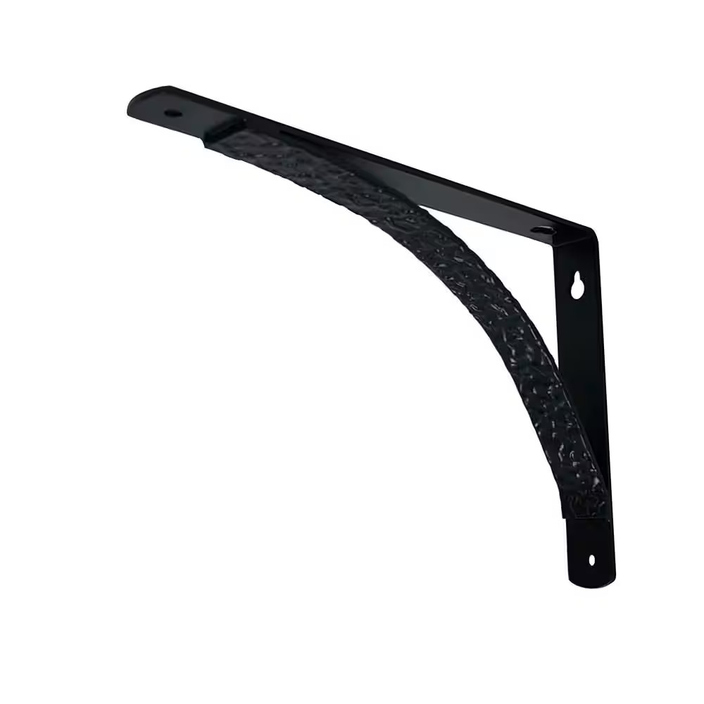 9In X 6. 5In Black Steel Hammered Arch Decorative Shelf Bracket
