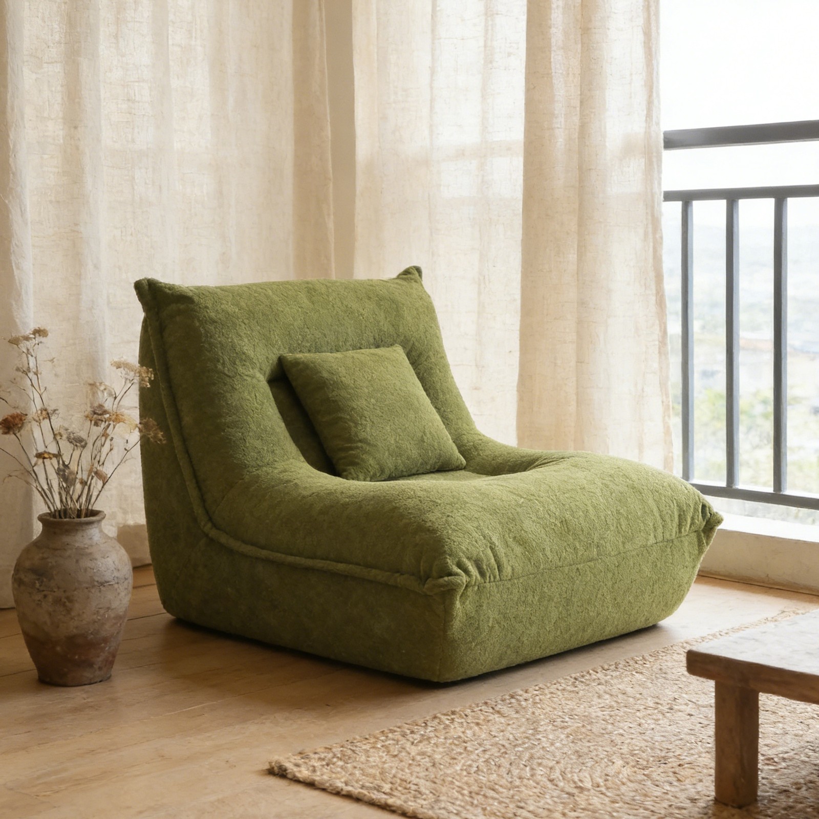 Lounge Chair With Pillow High Resilience Foam Single Sofa Indoor Couch For New