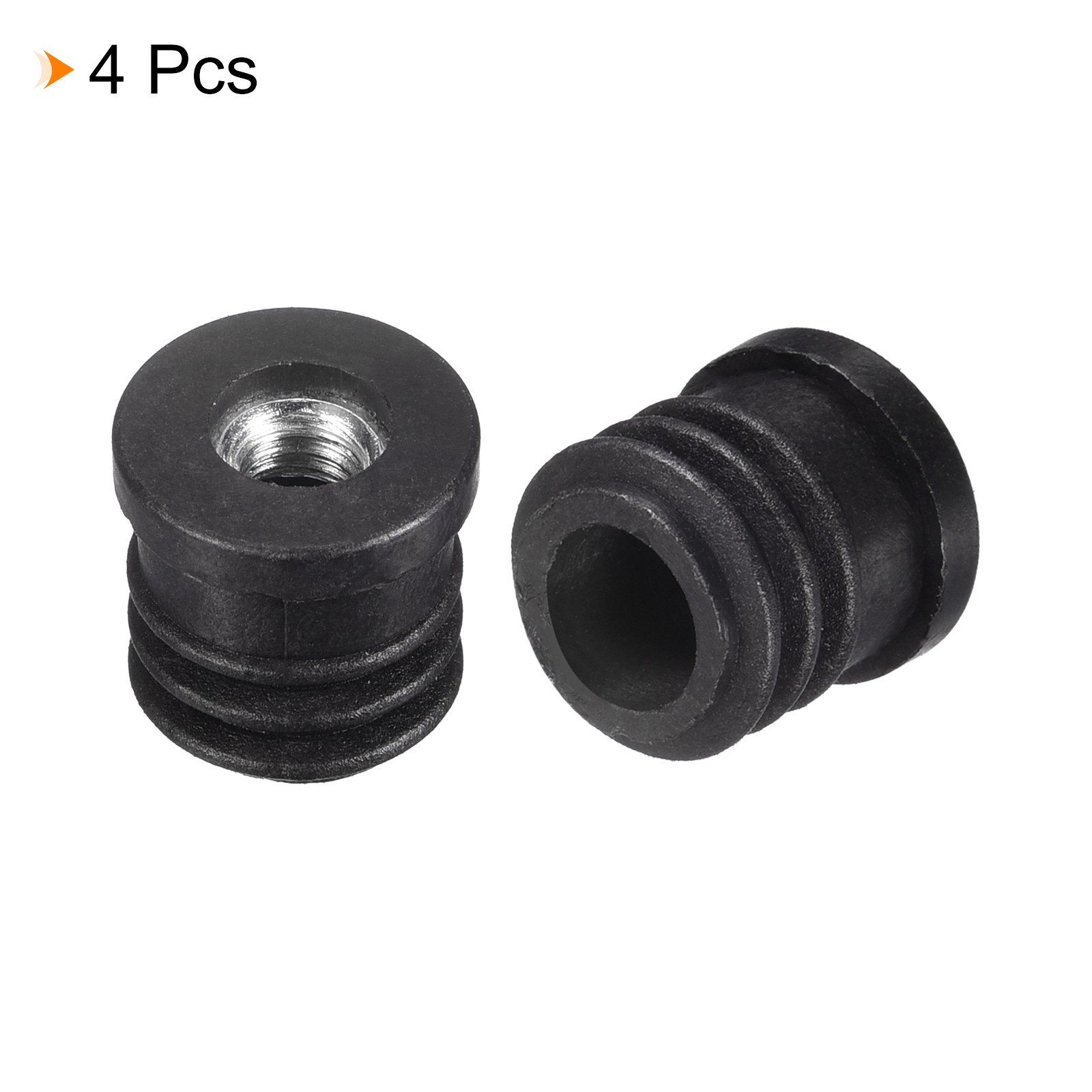 4Pcs Round Black Tube Inserts with M6 Thread for 16mm/0.63″ OD Round Tube]
