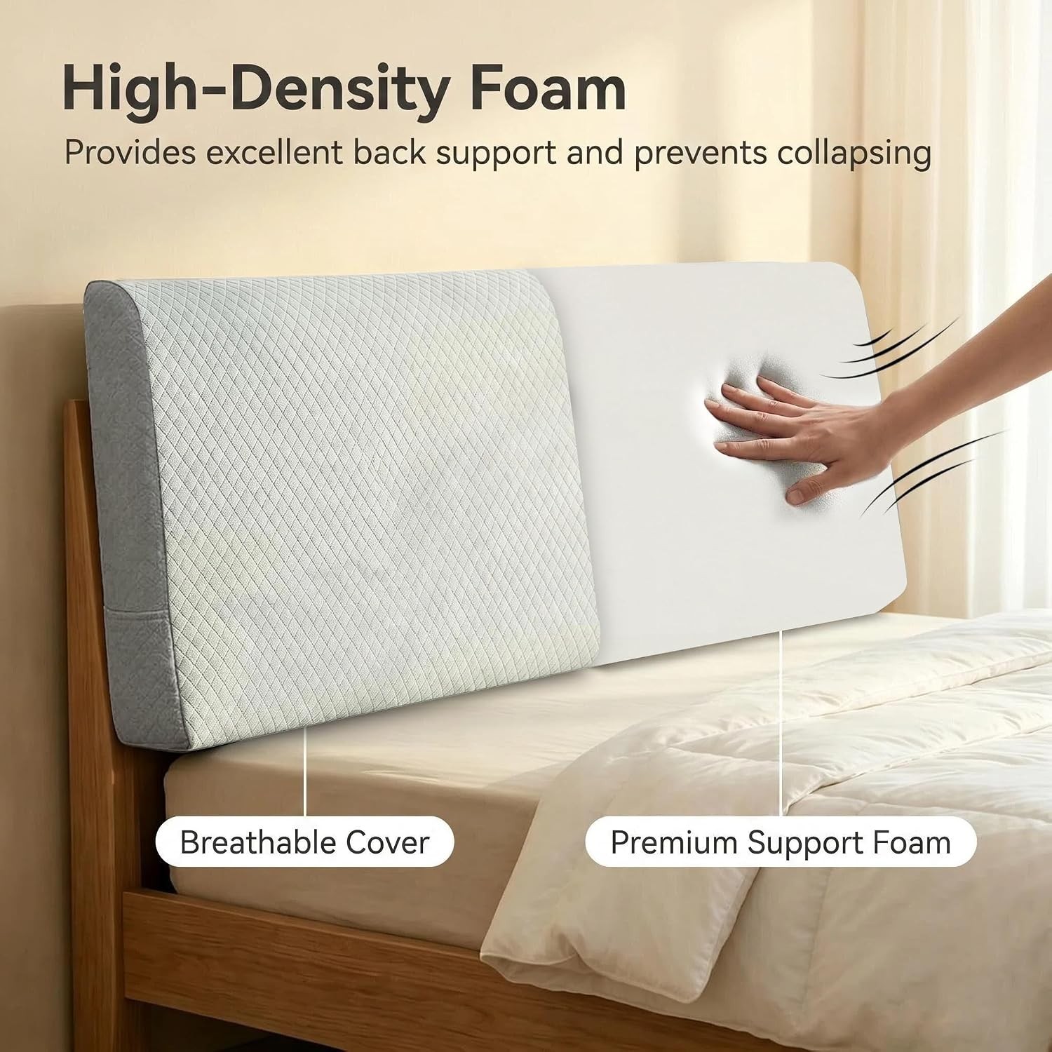 No-Tools Headboard Pillow King Size – Instant Back Support for Bed Reading,