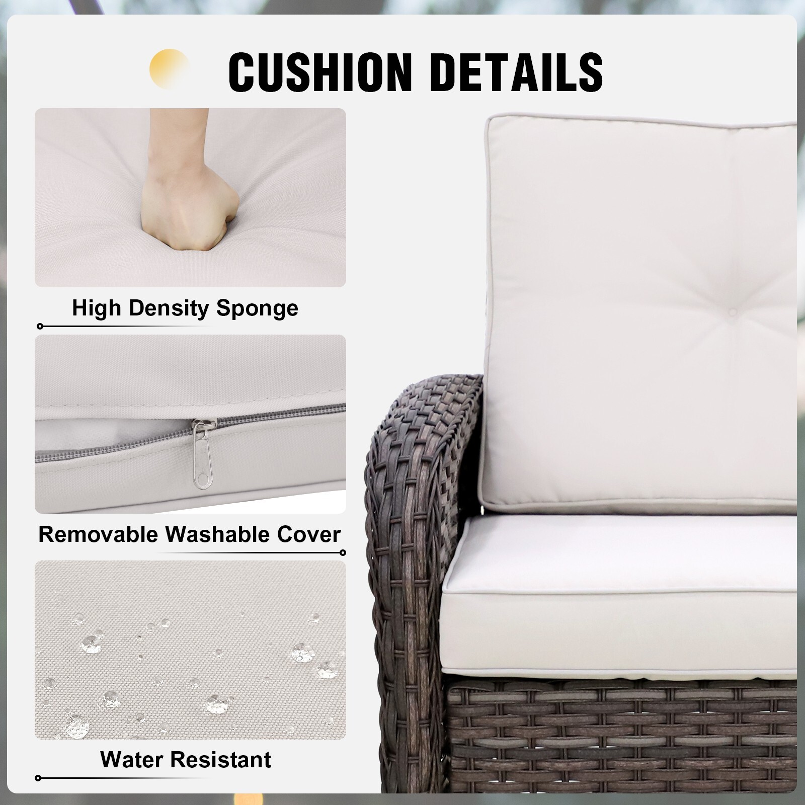 EAGLE PEAK 2PCS Outdoor Wicker Patio Chairs with Removable Seat Cushions