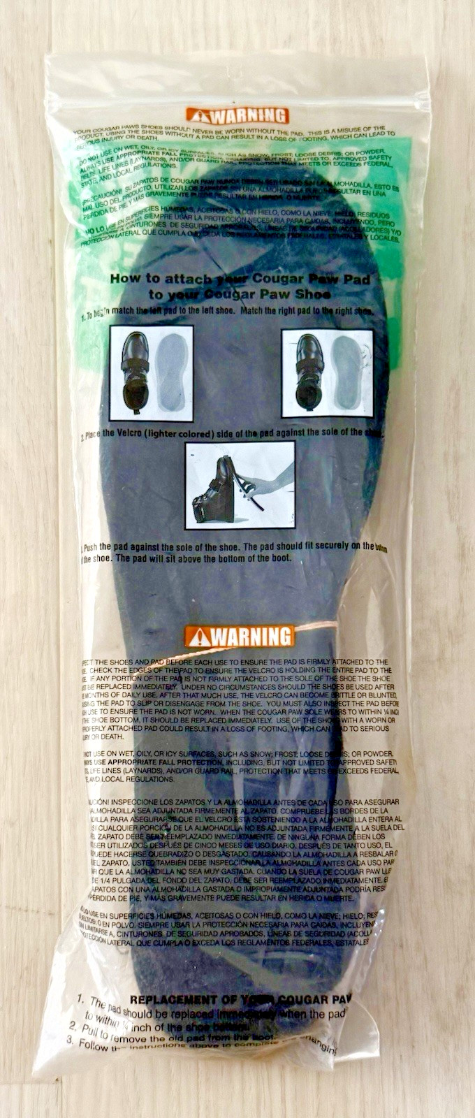Cougar Paws Peak Performance Boot Replacement Pads – SIZE 13 – Black/Black