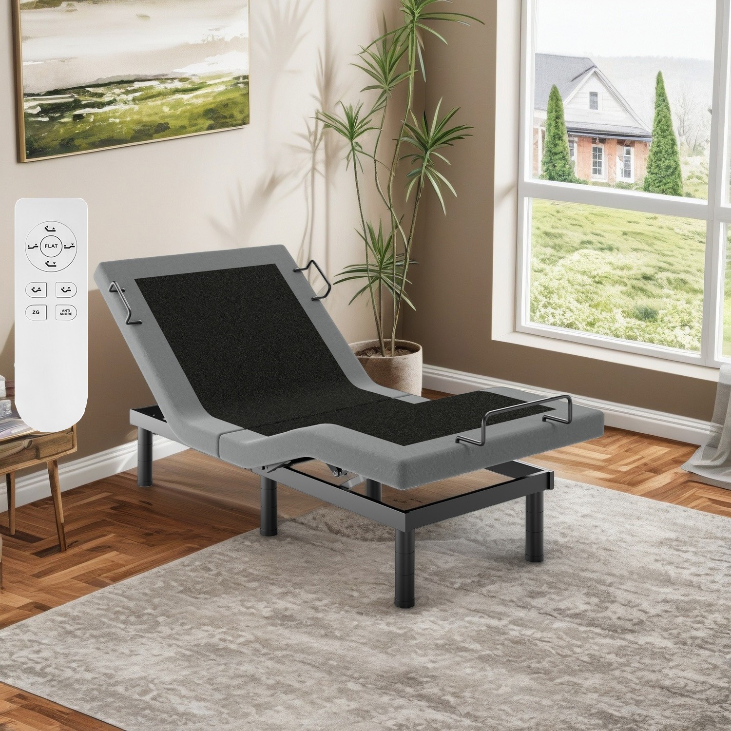 Adjustable Massage Bed Frame Base Massage Wireless Remote USB Ports King Queen