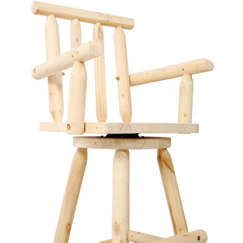 Fir Wood Bar Stool Swivel Counter Height Kitchen Dining Bar Chair with Footrest