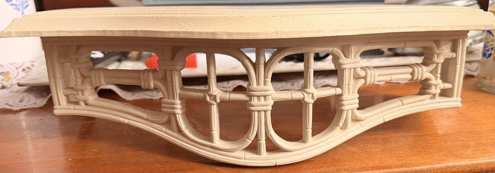 Vintage Home Interior Wall Shelf White Plastic Bamboo #3067 USA Homco