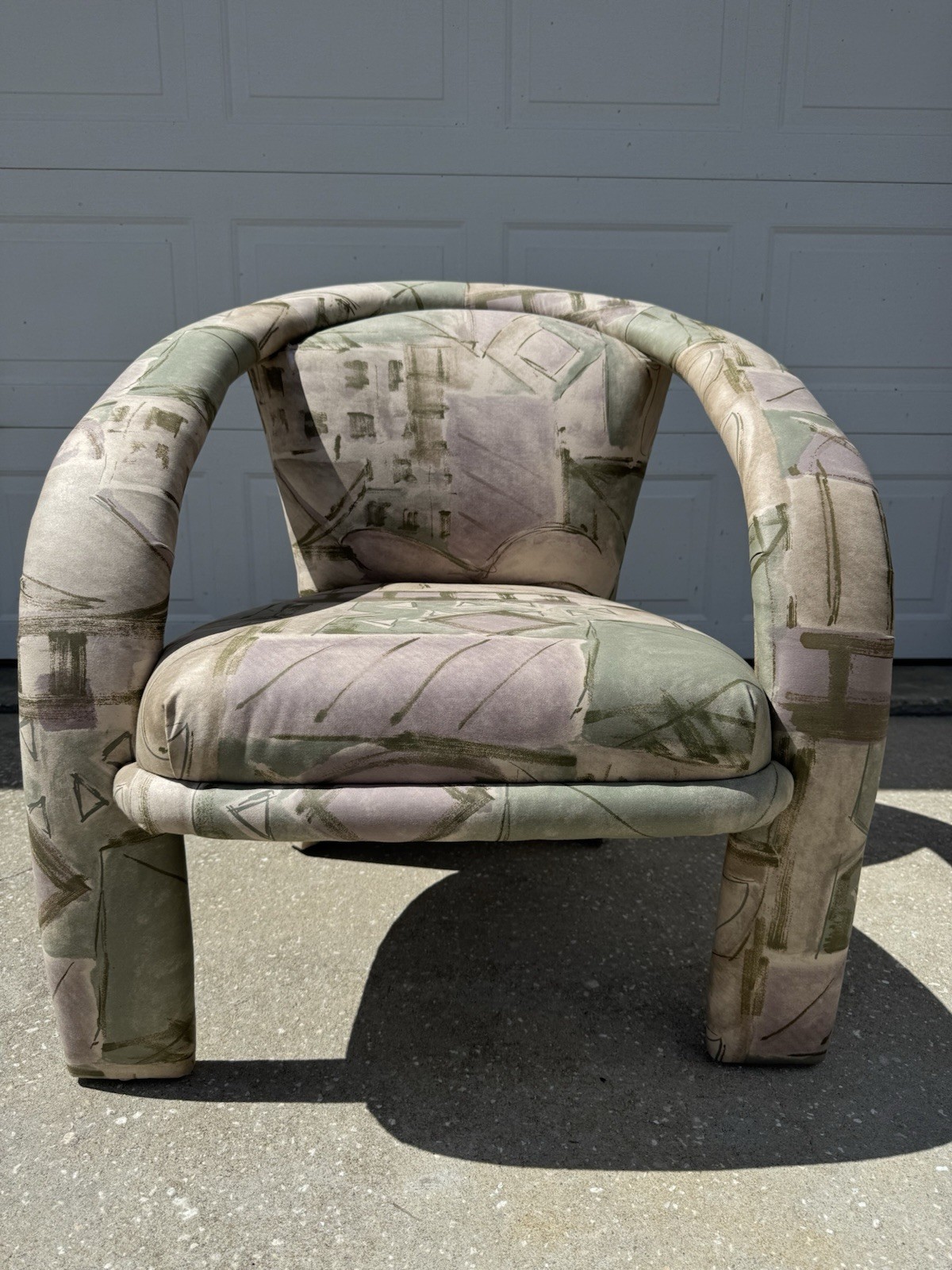 Vintage Postmodern Sculptural Abstract Fabric Pop Lounge Chair by Carson’s