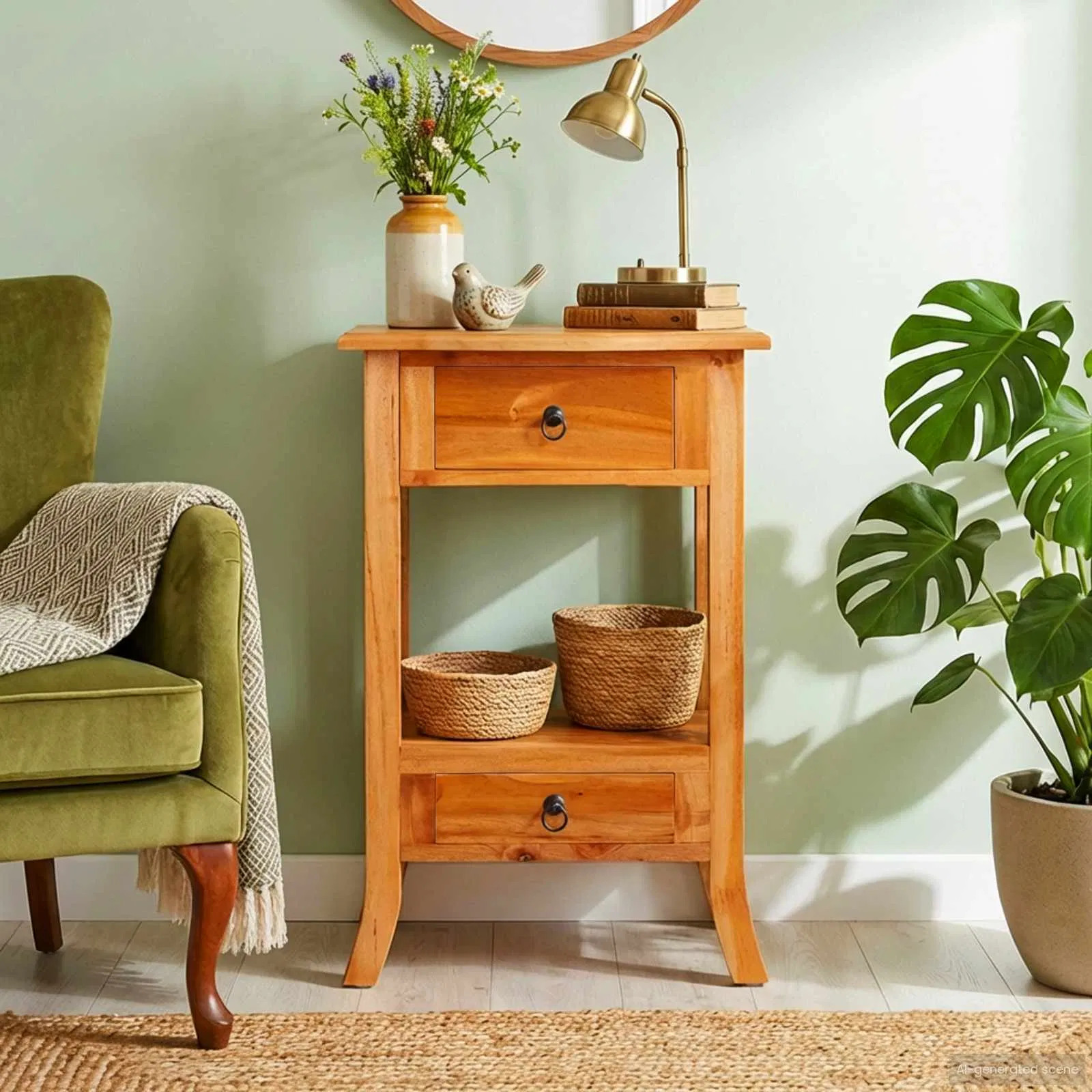 | Console Table | with Drawer Natural 19.88 x 11.81 x 29.72 in