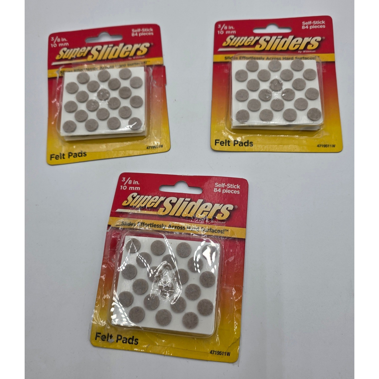 Waxman Super Sliders 3/8 in Felt Pads Self-Stick 3 Pack 84 Count Each