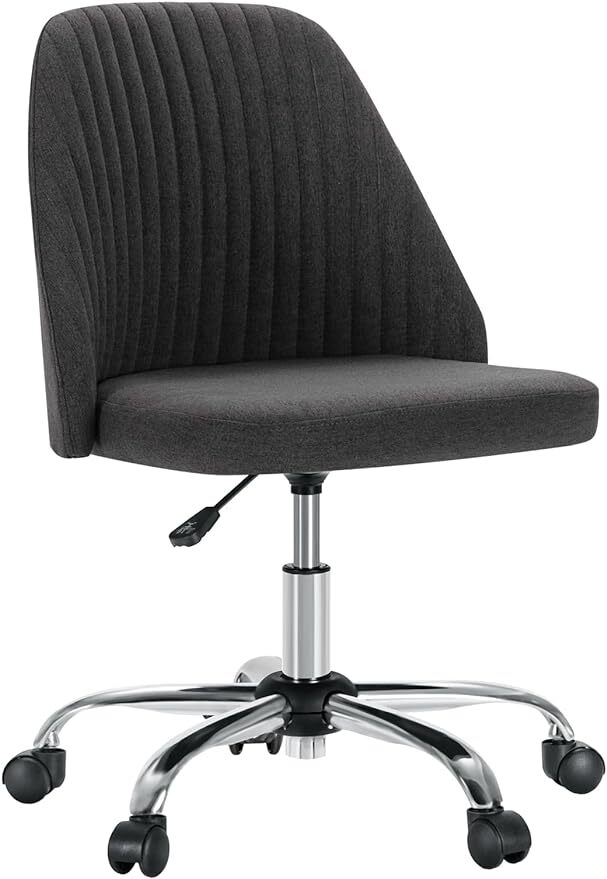 Comfy Office Desk Chair with Wheels Fabric Vanity Swivel Chair with Mid Back
