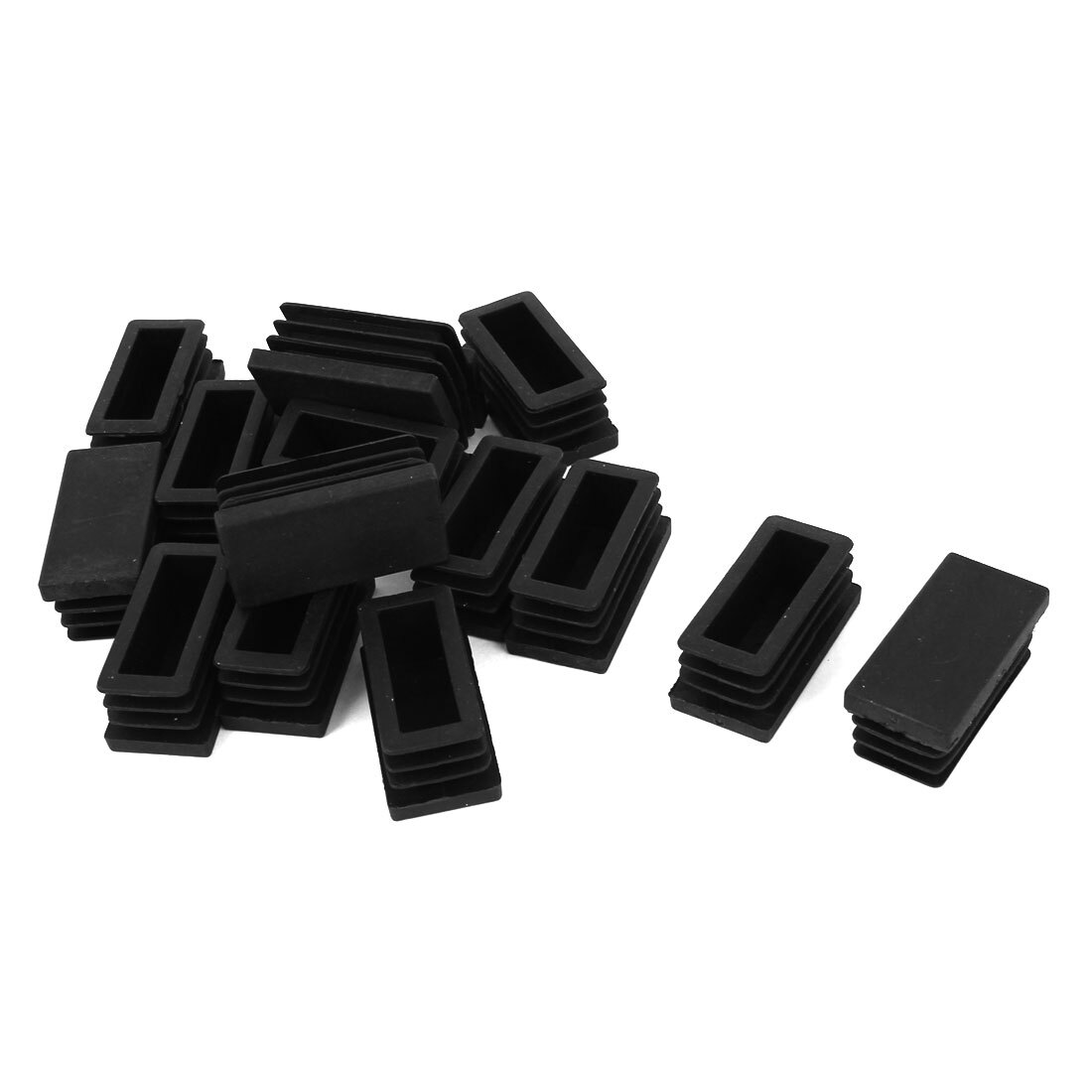 15pcs Black Plastic Rectangle Blanking End Caps Tubing Tube Inserts 20mm x 40mm