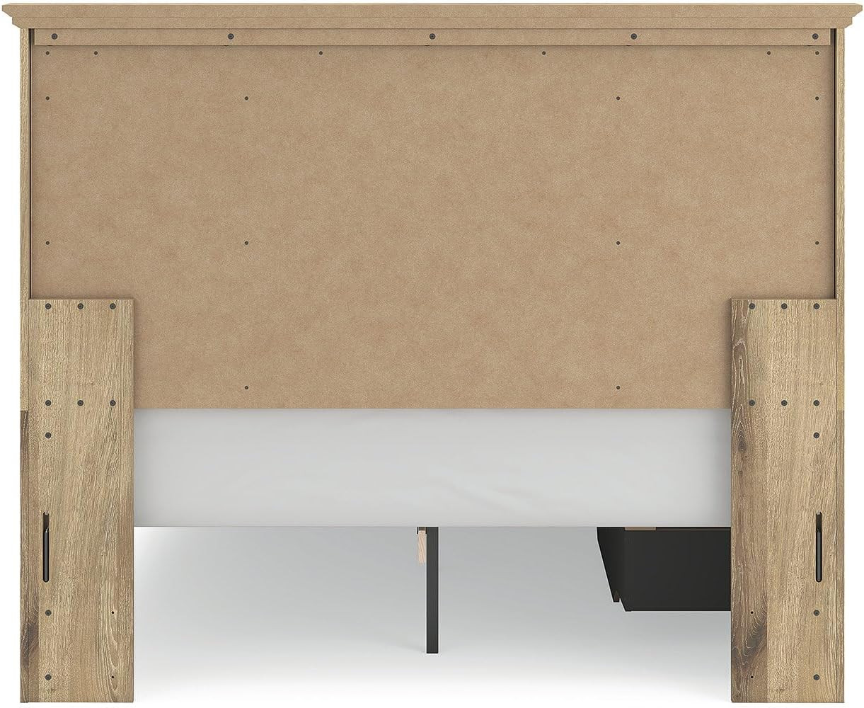 Ashley Fenderport Queen Bed Frame with Headboard & Storage Drawers, Natural Brow