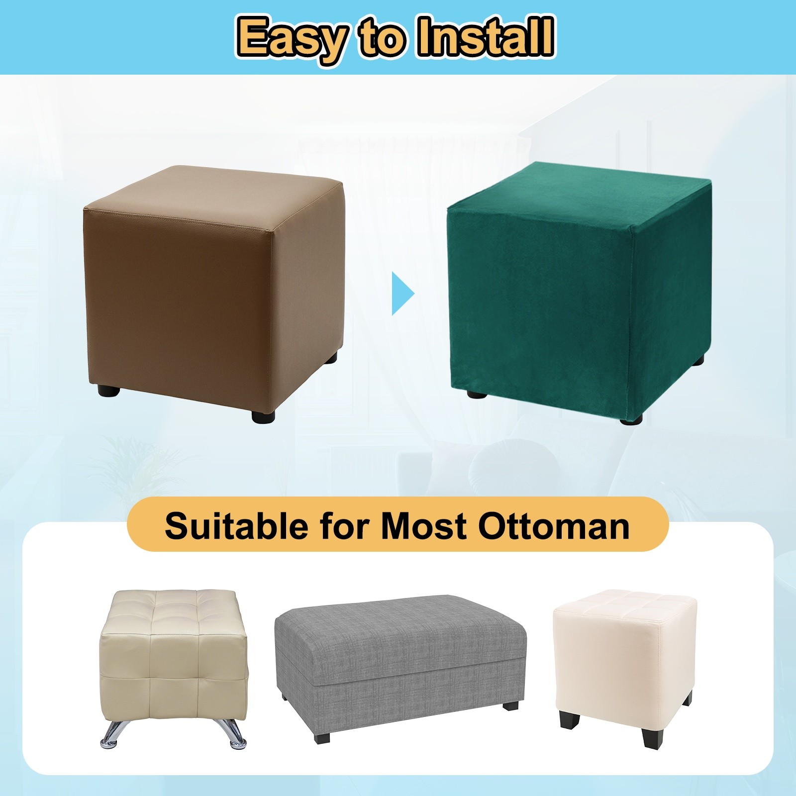 39.76″-50″ Extendable Stool Cover, L, Dark Green