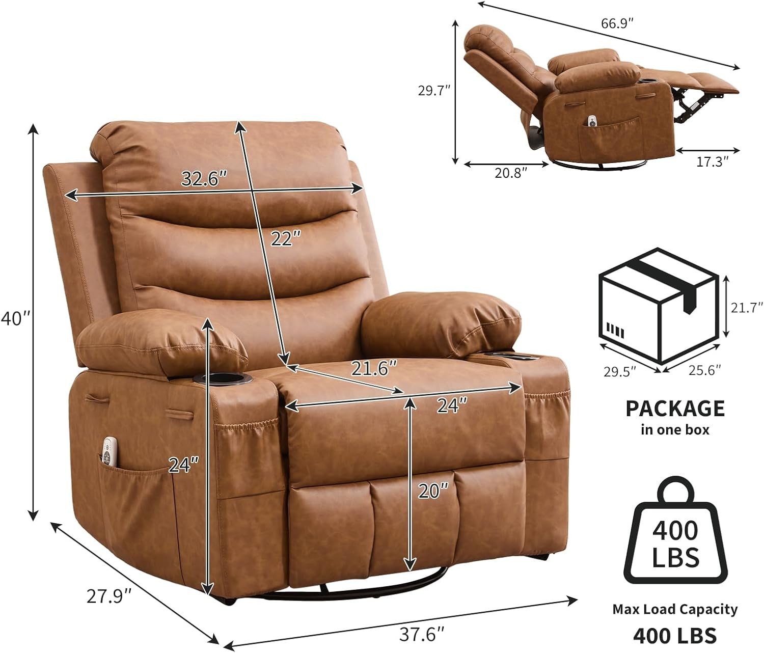 Rocking Recliner Garvee Massage Heat 400lbs
