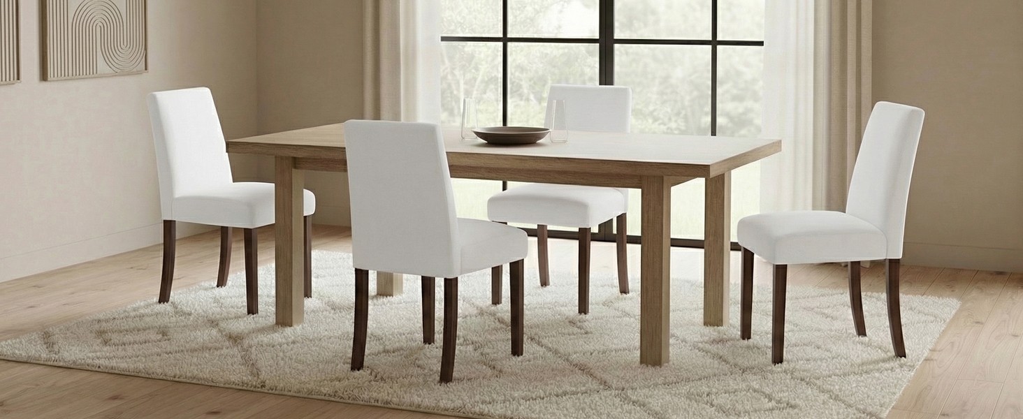 Dining Chairs Set of 4, Modern Dining Room Chairs with Wooden Legs, Upholstered