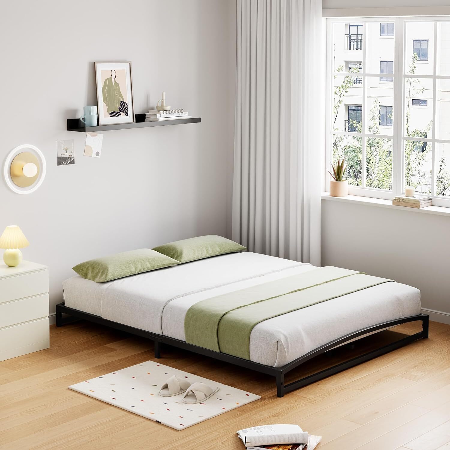 King/Queen/Full/Twin Metal Platform Bed Frame, Heavy Duty Low Profile Bed Frame