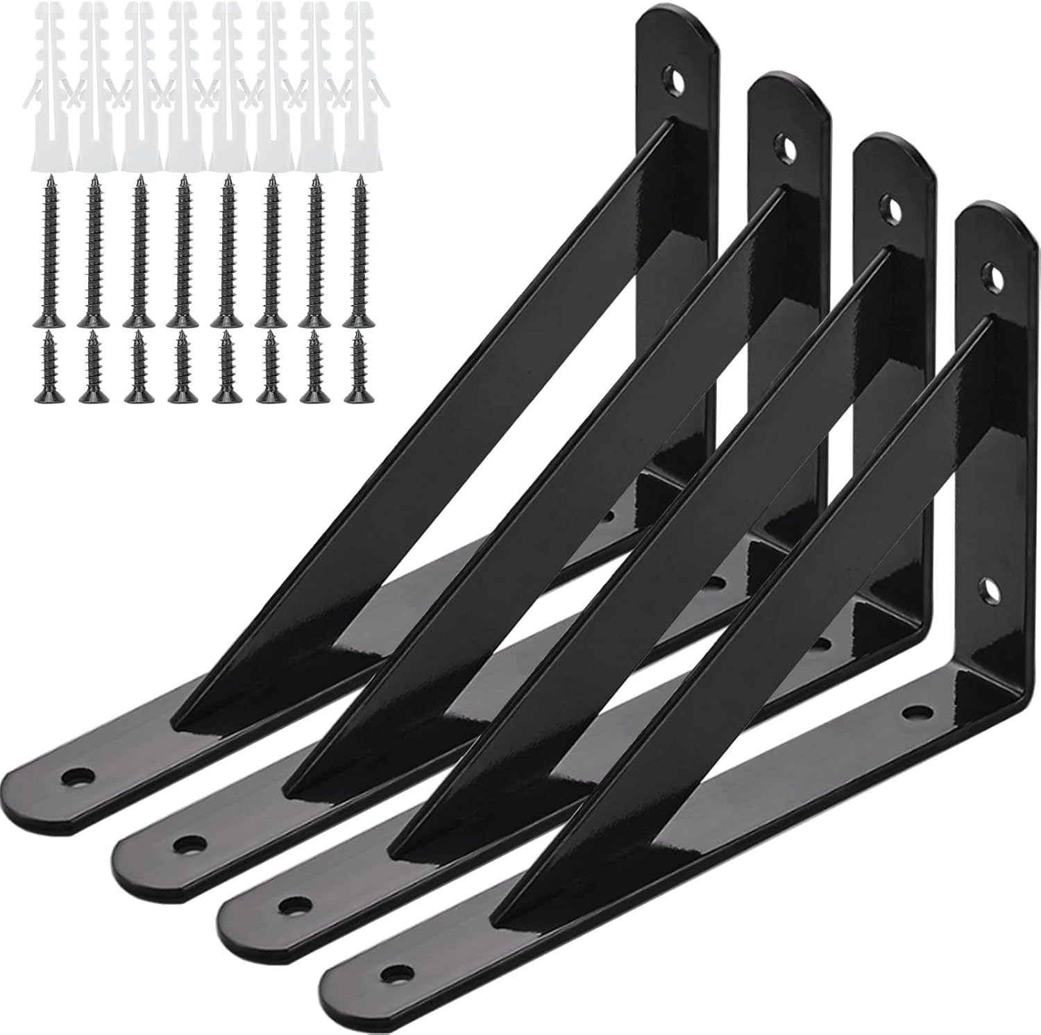 Heavy Duty Shelf Brackets, 8 in X 5 in Wall Mount L Steel Bracket for Floating S