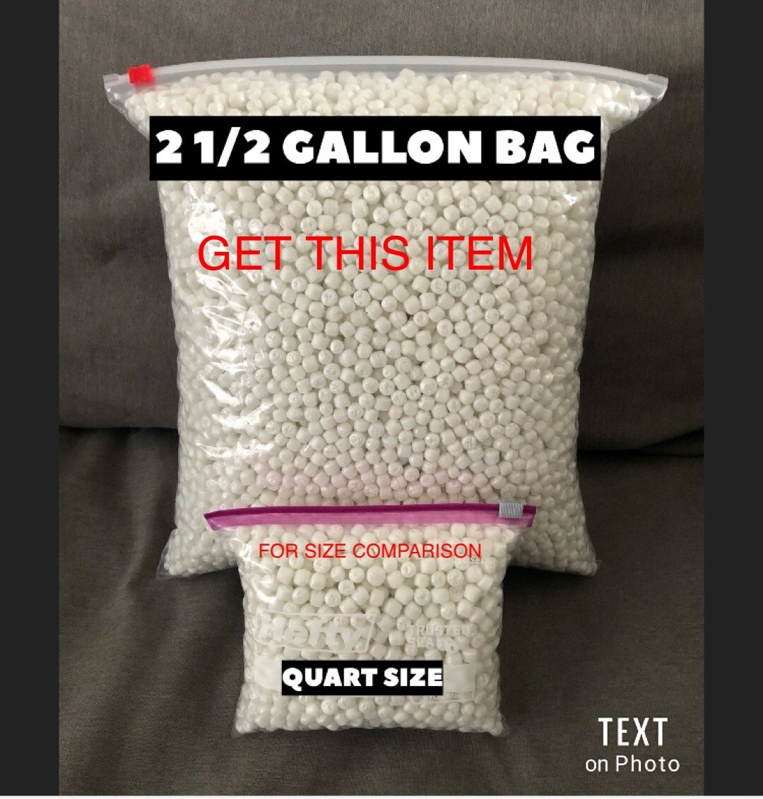 Bean Bag Refill Stuffing Filler Bead Foam Balls 1/2 Inch SQUISHY 2 1/2 Gallons