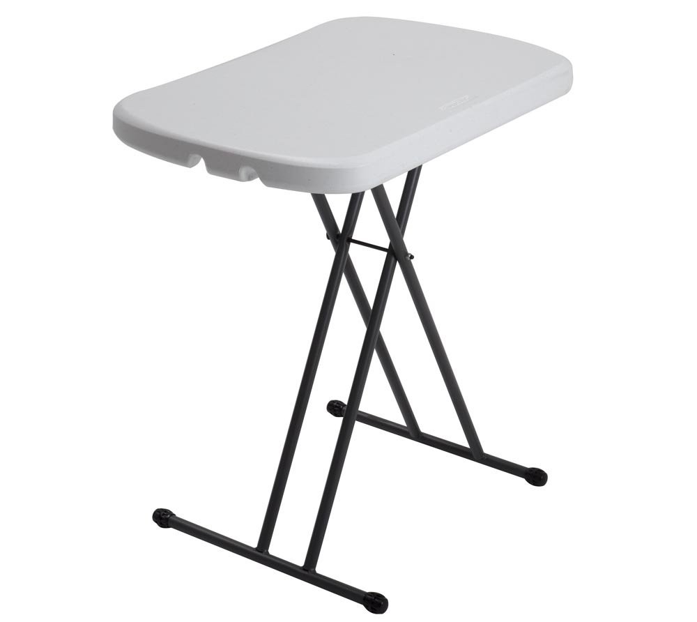 Lifetime 80251 Adjustable Folding Laptop Table TV Tray, 26 Inch, White Granite