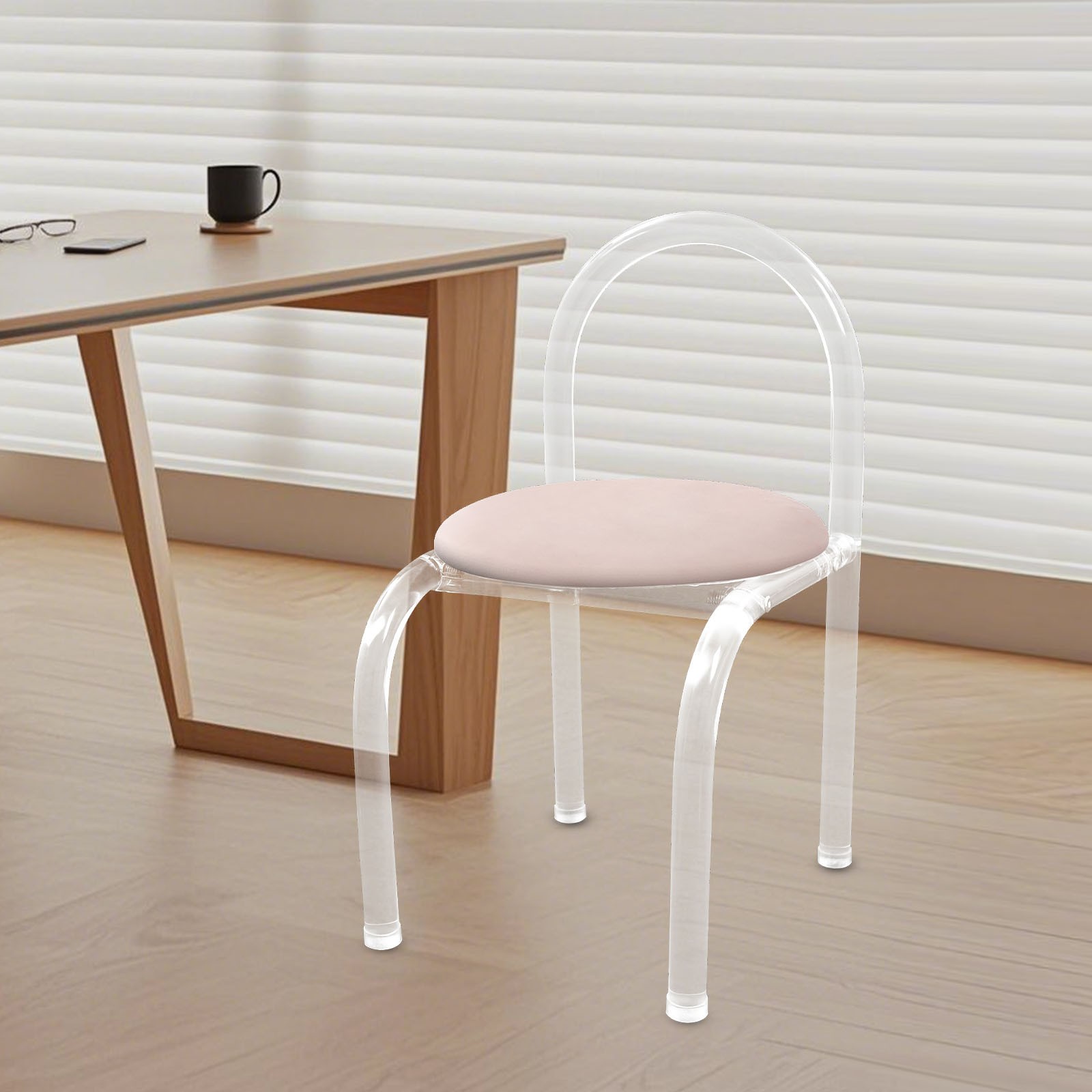 Acrylic Clear Desk Chair Pink Velvet Modern Minimalist 165 lbs Assembly Required