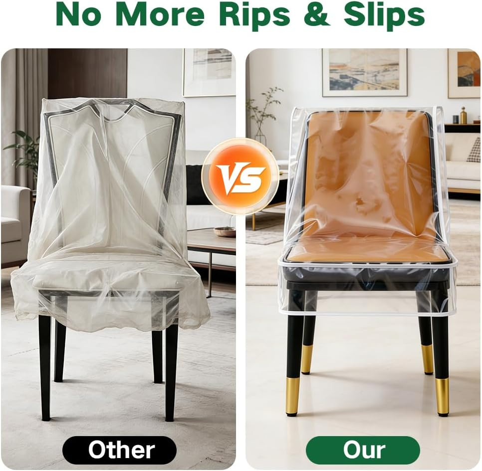 Chair Covers for Dining Chairs, 4 Pack – W/21 X D/18 Fits 16-23″ | Plastic Dinin