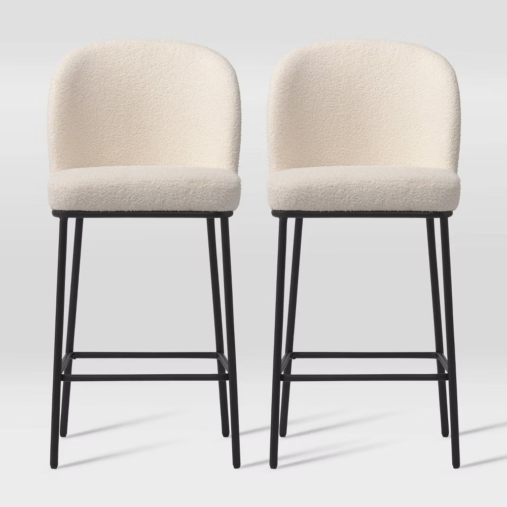 Set of 2 Addison Boucle Counter Height Barstools White – CorLiving