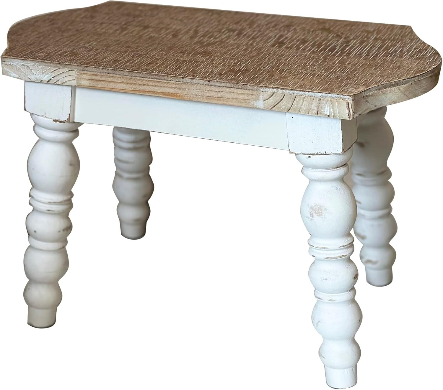 Wooden Bathroom Farmhouse Step Stool, Wood Foot Stool for Adults Kids, Bedside S