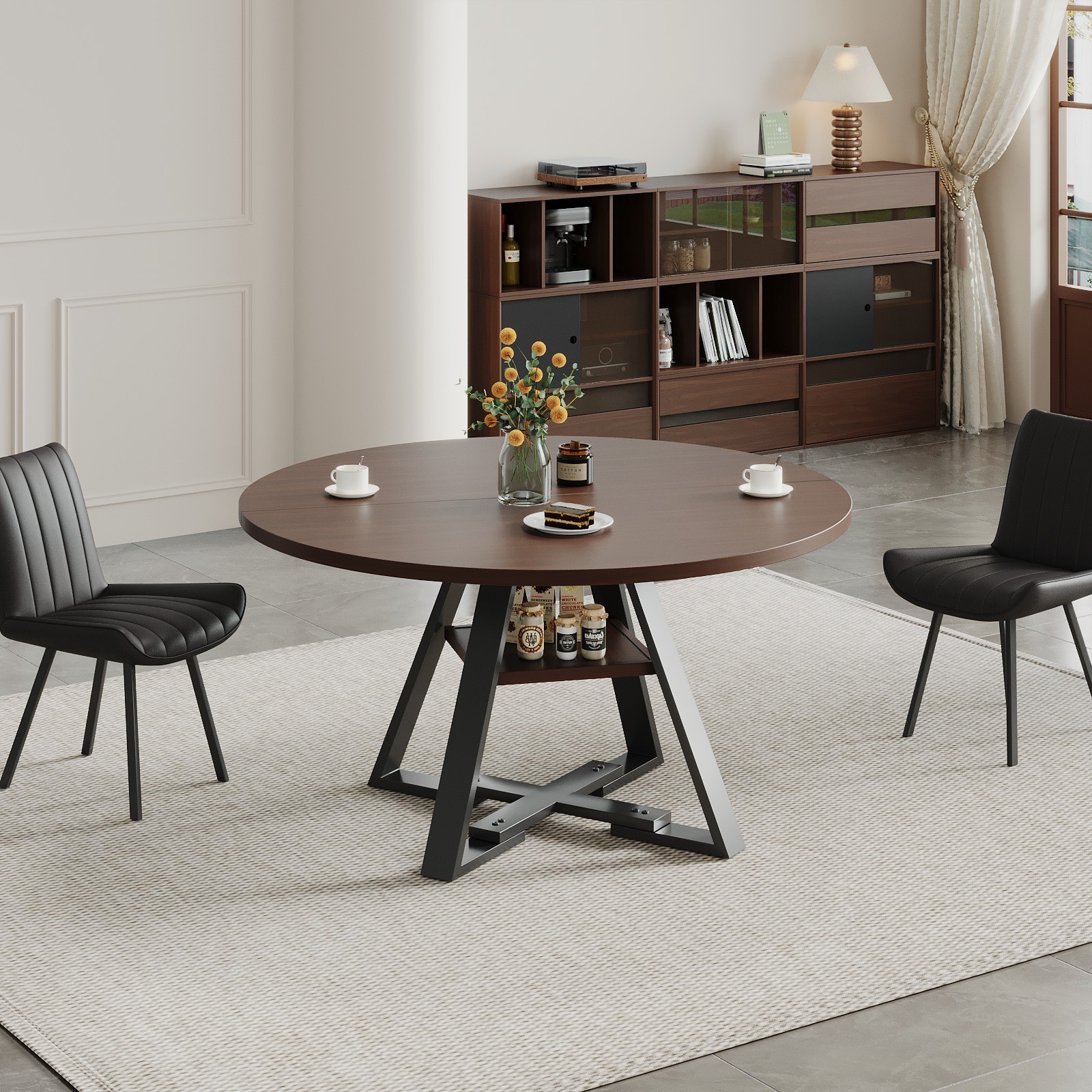 Round Dining Table in Walnut 45.28″
