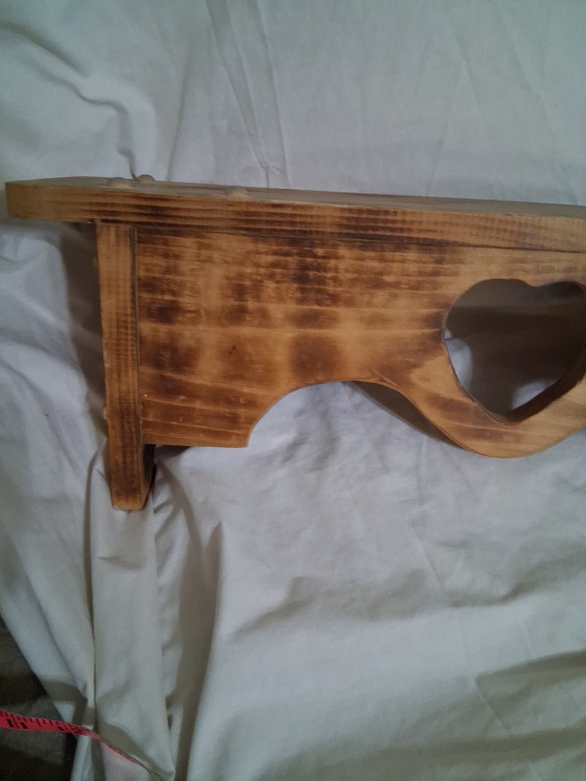 Cottage Core Wooden Wall Shelf Brown Rectangle Heart Cutout Wall Mount 23”x8 1/2
