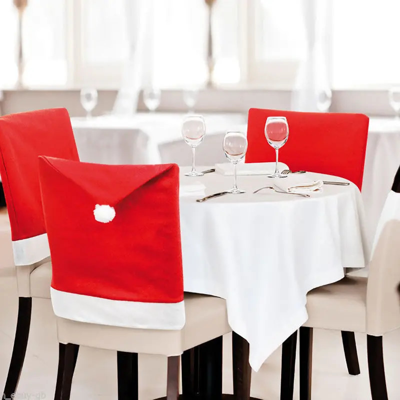 2/4/6/8/10pcs Santa Hat Shaped Chair Cover Non-Woven Covers Christmas Decor NEW