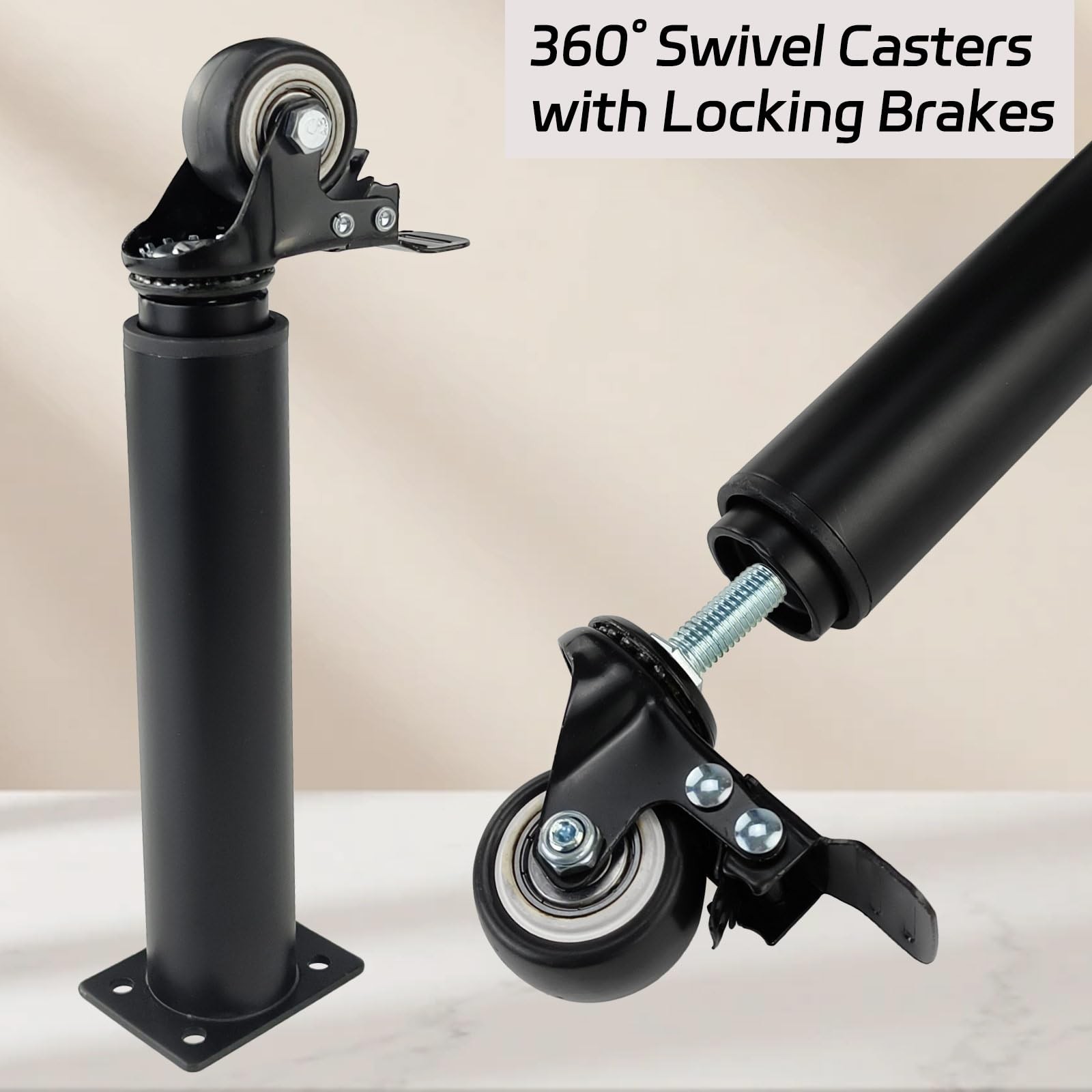Table Leg Extender with 360° Rotation casters, Adjustable Metal Table Leg Ext…