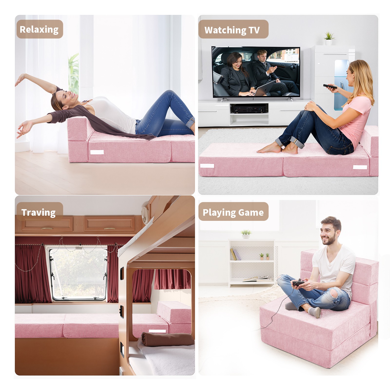 NAIZEA Tri Fold Mattress Memory Foam Mattress Foldable Bed with Washable Cover