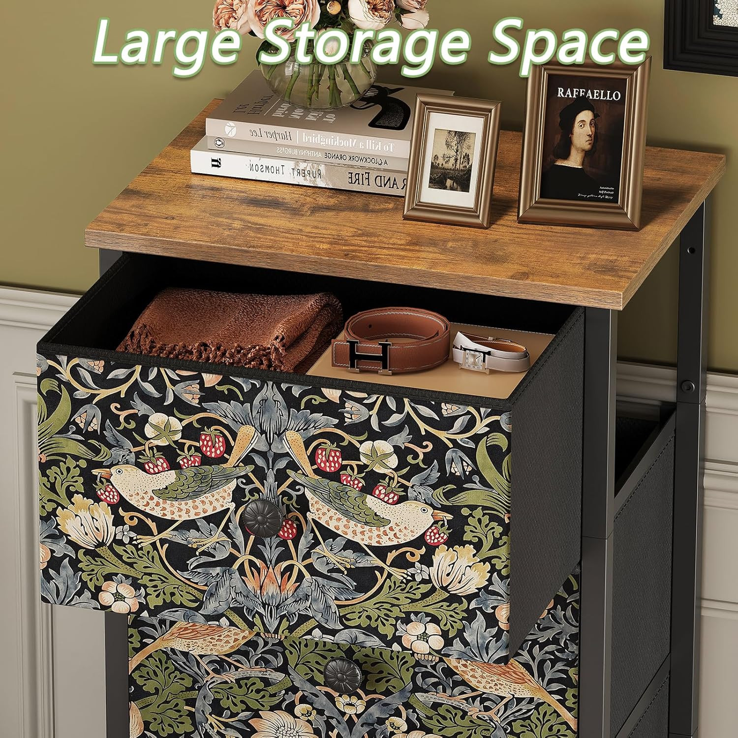 Dresser for Bedroom with 4 Drawer Strawberry Thief Dresser Vintage Storage Tower
