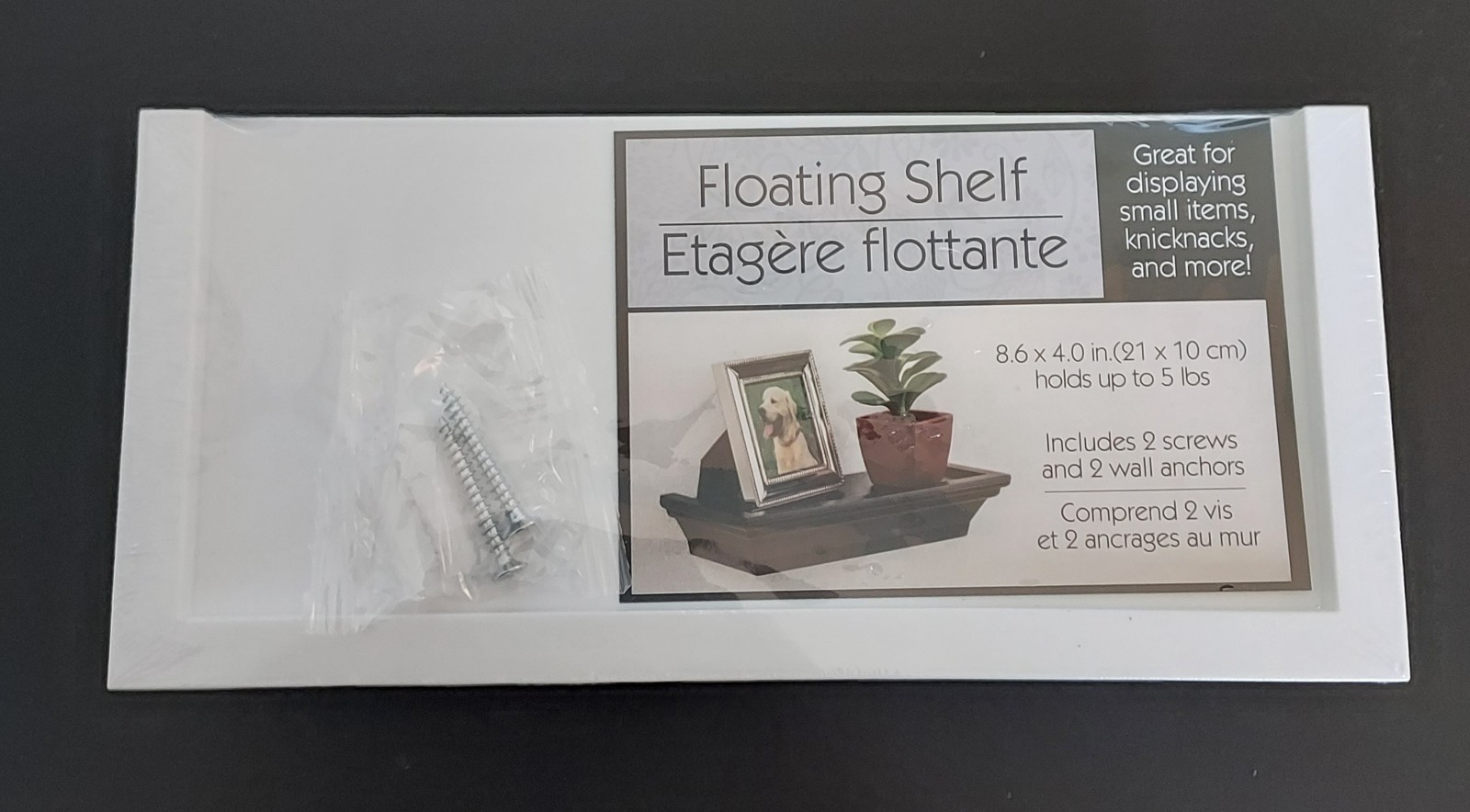 Small White Floating Shelf 8.6″ x 4″ – Hold 5 lbs – Hardware Incl. – NEW