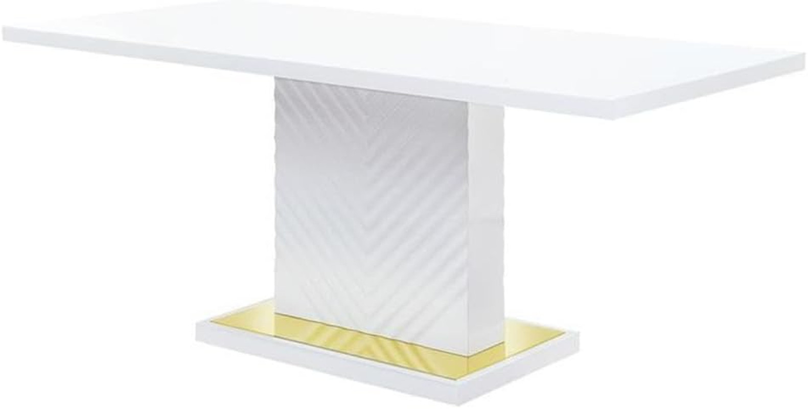 Gaines White High Gloss Rectangular Dining Table – Modern & Chic Design