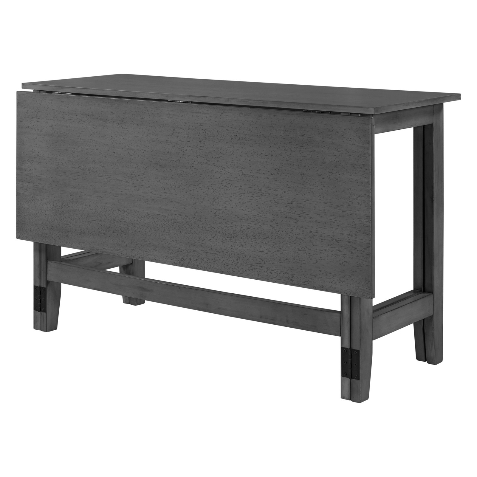 Gray Farmhouse Drop Leaf Extendable Dining Table for 4 (18-36″x47″x30″)