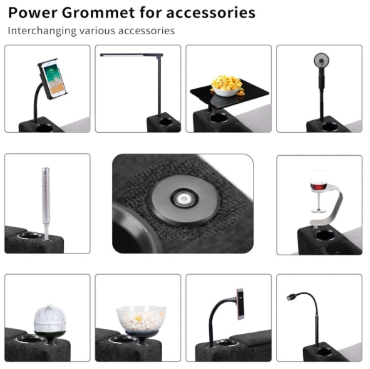 Multifunctional Sofa Armrest with Wireless Charge Stand, and Storage