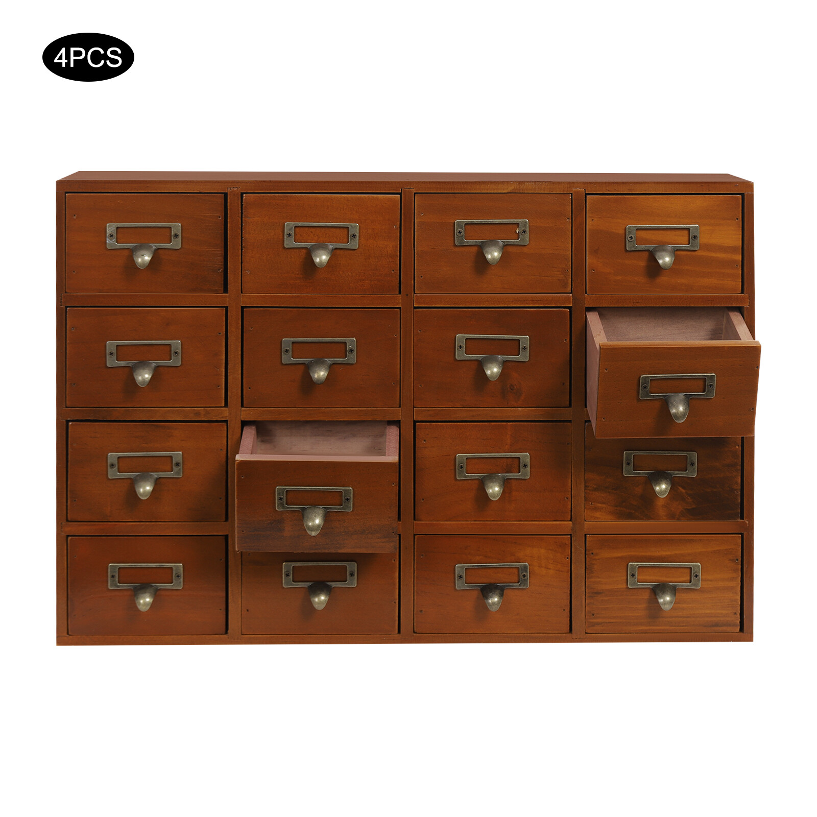64-Drawer Storage Cabinet Pine Wood Furniture Tabletop Storage Box For Home