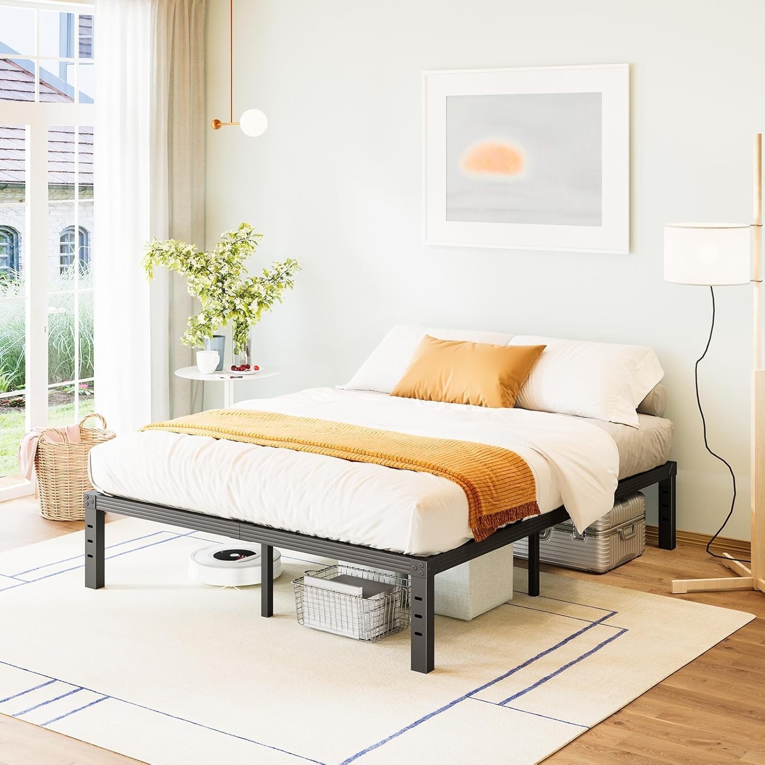 Heavy Duty 14 Inch Queen Bed Frame – Squeak Resistant, Easy Assembly in Black
