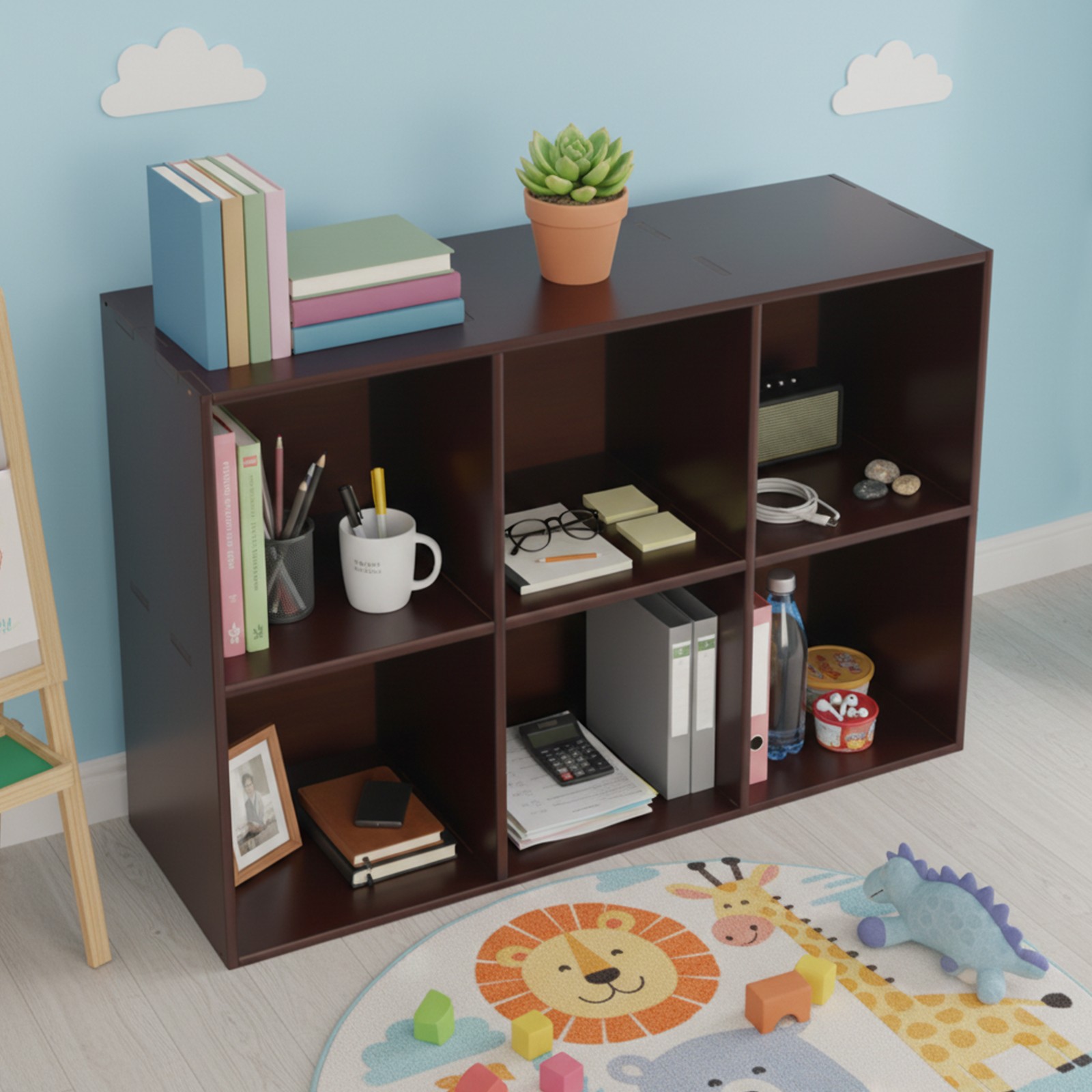 Solid Wood Bookcase With Storage Shelve Floor Bookshelf Cube Storage Organizer