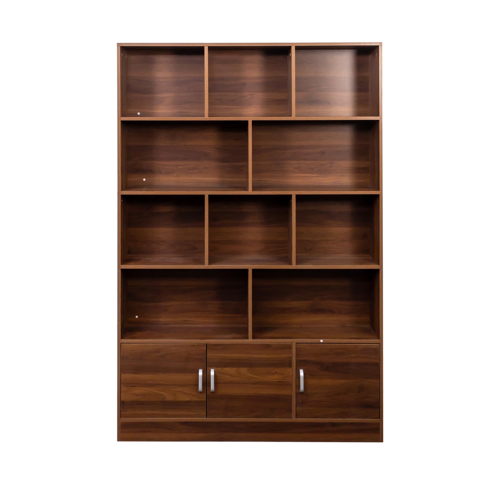 70.87″ Tall 10 Cube 3 Door Bookshelf, 4-Tier Storage Cabinet Organizer